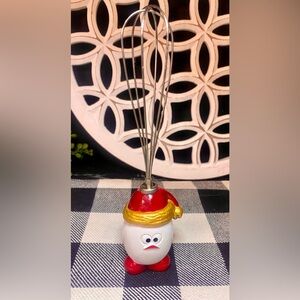 Christmas Ornament Whiskie De Noel Grumpy Egg Whisk White/Red Standing Mini G2